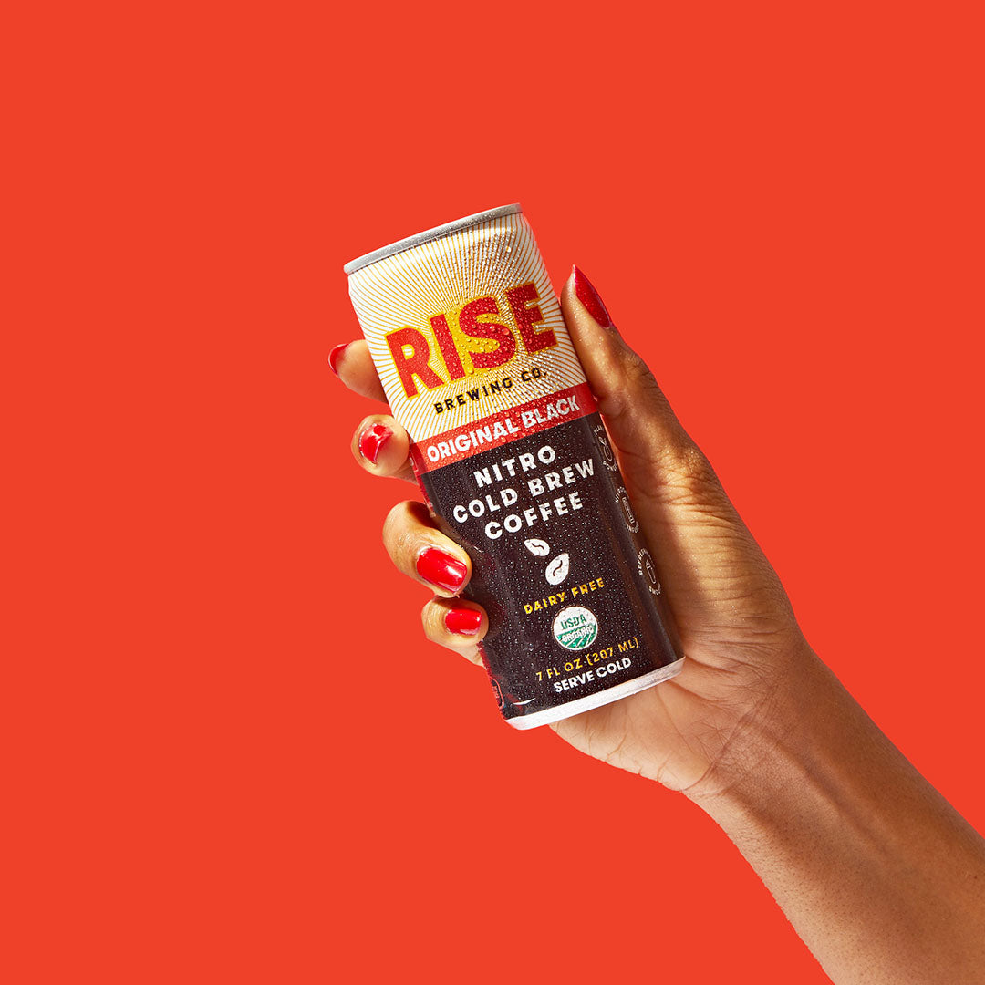 RISE Brewing Co. Nitro Cold Brew Original Black front hand