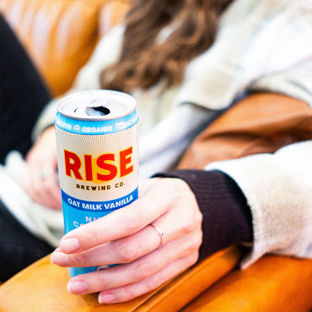 RISE Brewing Co. Oat Milk Vanilla Latte Cold Brew open