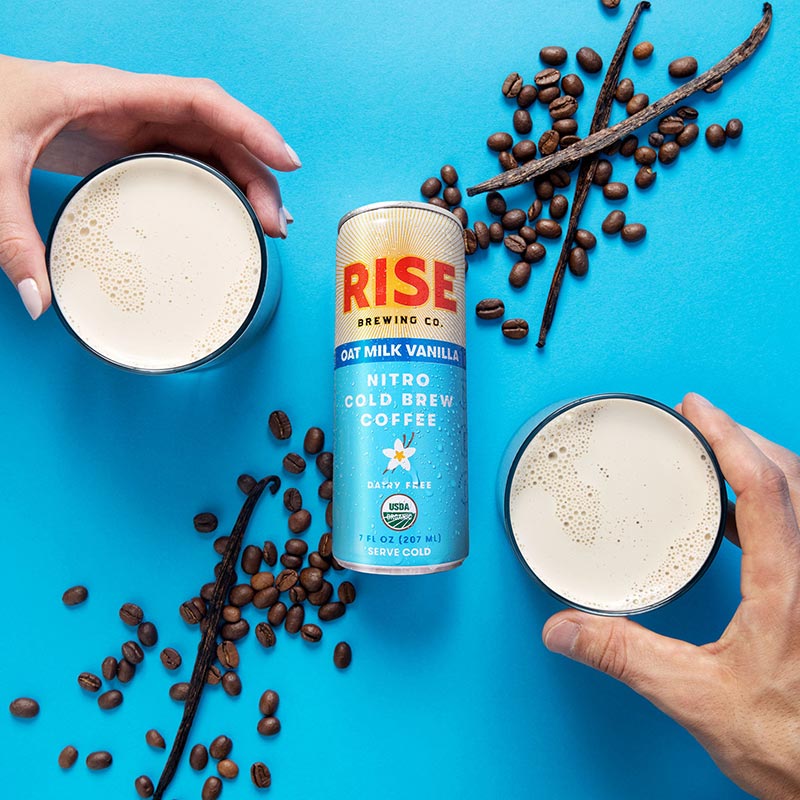 RISE Brewing Co. Oat Milk Vanilla Latte Cold Brew Overhead