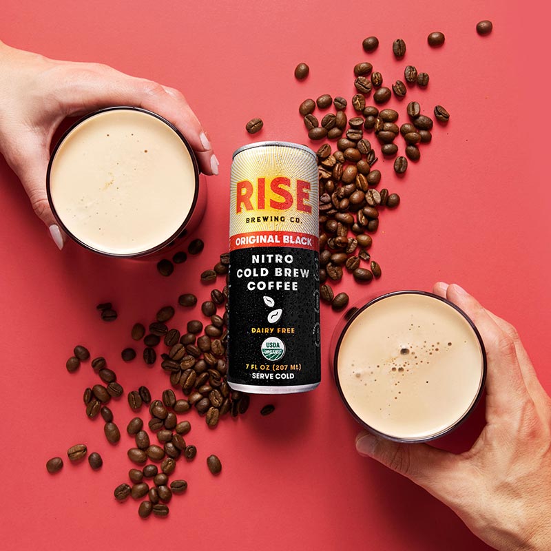 RISE Brewing Co. Original Black Nitro Cold Brew overhead 