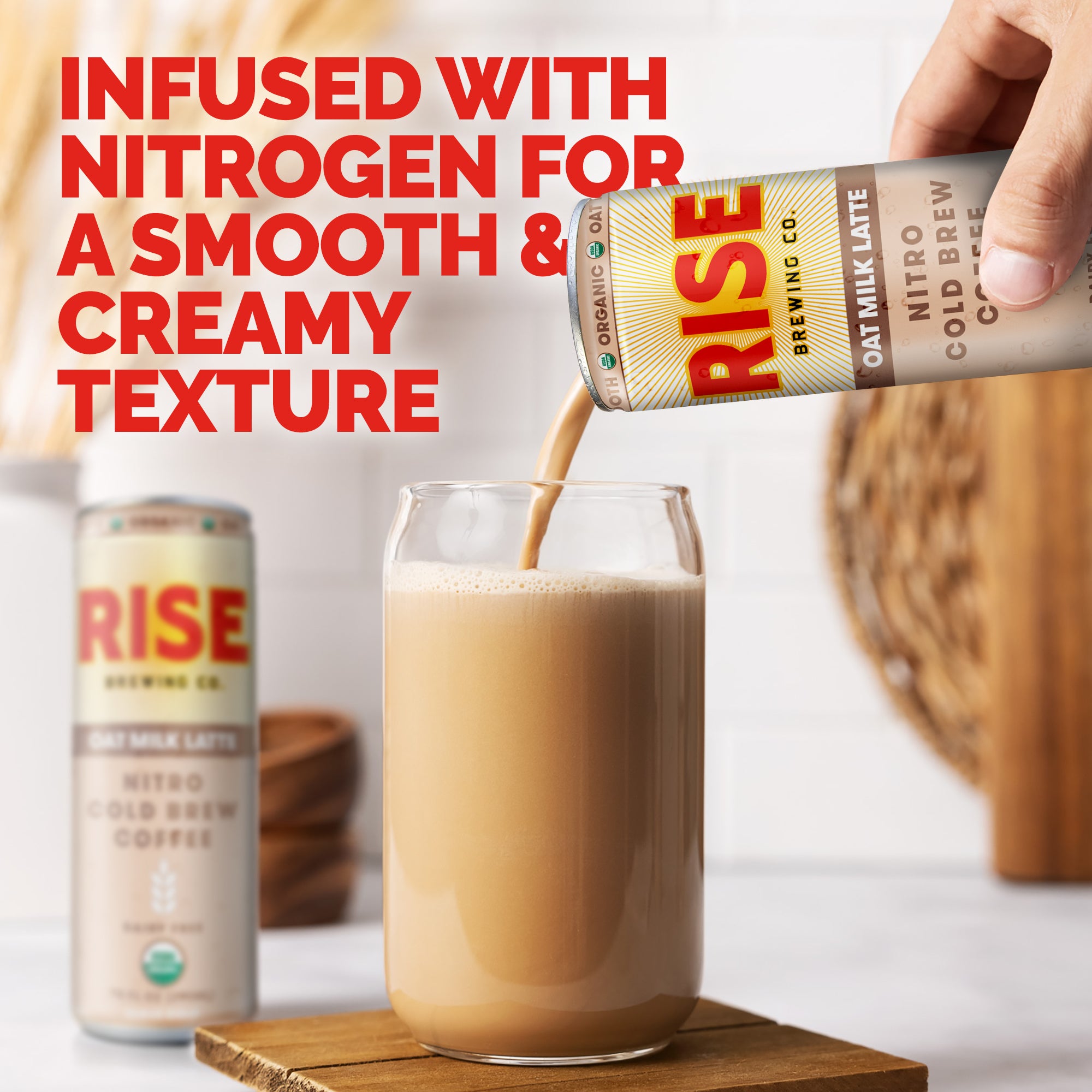 Infused with nitrogen for a smooth & creamy texture. RISE Brewing Co.