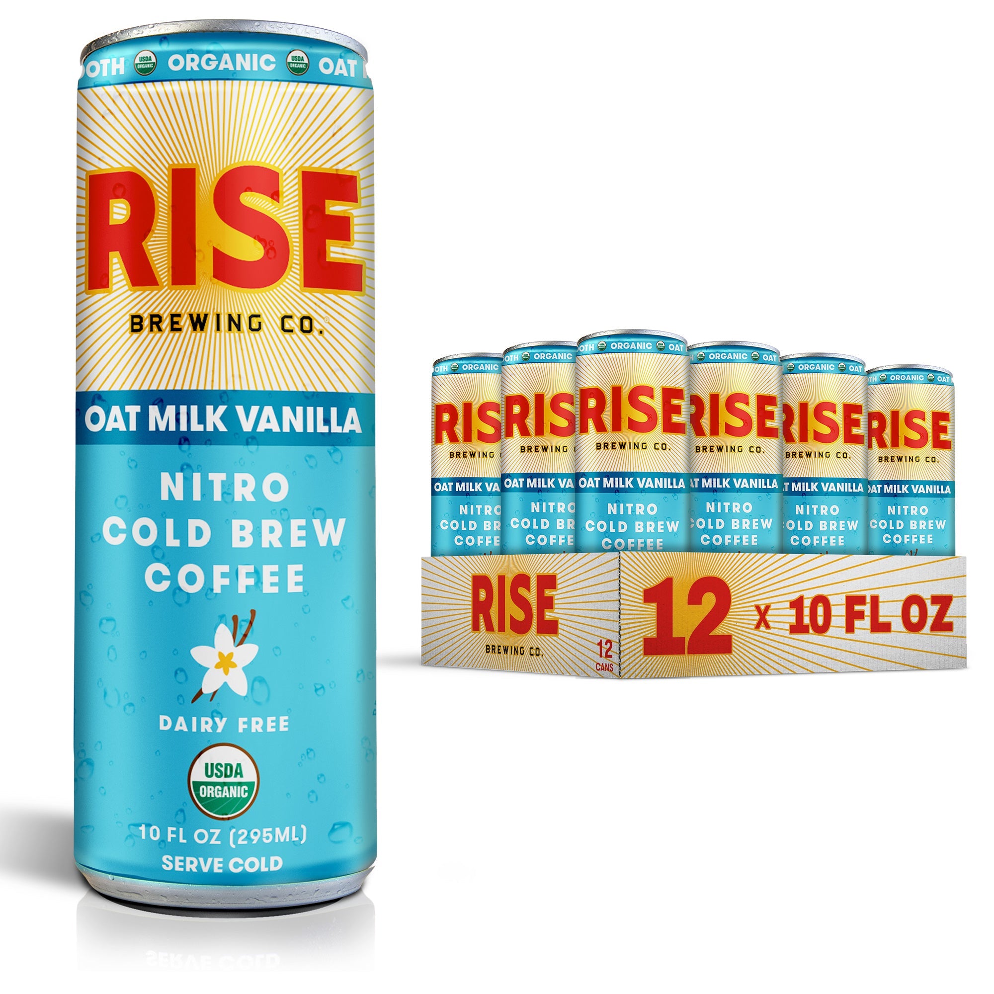 RISE Brewing Co. Oat Milk Vanilla Latte Cold Brew 12 pack 10 oz