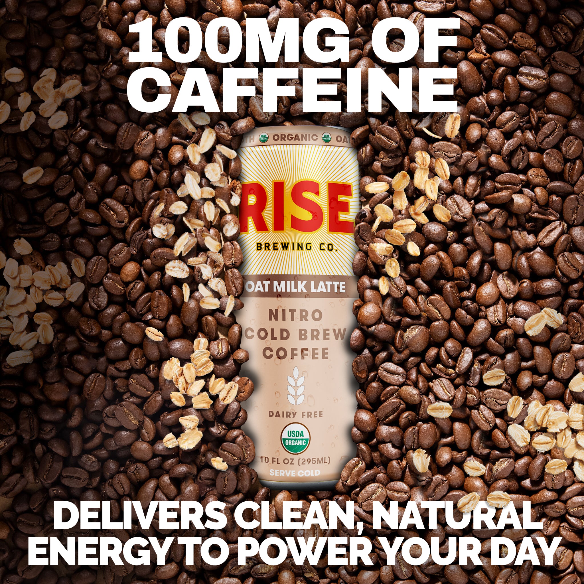 100mg caffeine delivers clean, natural energy to power your day. RISE Brewing Co. Oat Milk Latte Nitro Cold Brew