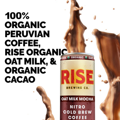 100% Organic Peruvian Coffee, RISE Organic Oat Milk, & Organic Cacao